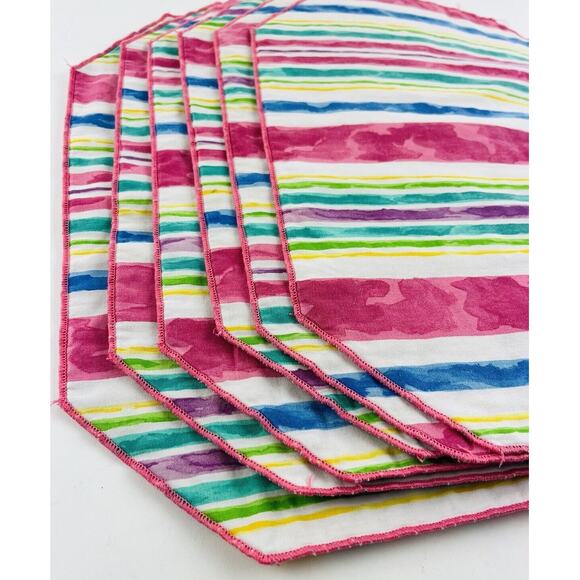 Set 6 Vintage Pastel Romantic Coquette Floral Placemats Easter Pink Flowers Blue - Picture 5 of 9